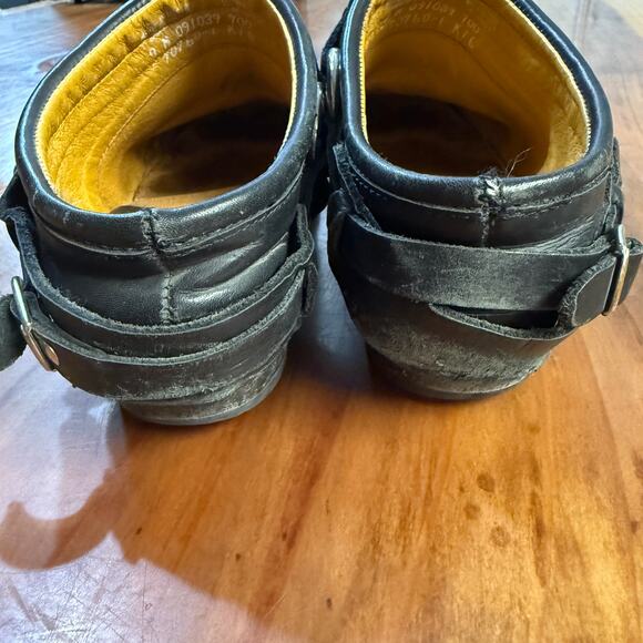 Frye Biker Women's Boots 9 M Harness Slip On Leather Black Mule Distressed Shoe - Picture 6 of 10